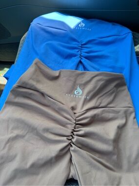Ryderwear Kids Ruched High-Waist Leggings - Blue & Brown